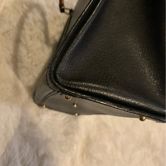 SOLD Gucci Vintage Princess Diana Bag Bamboo Handle Tote Black Leather - Picture 7 of 17